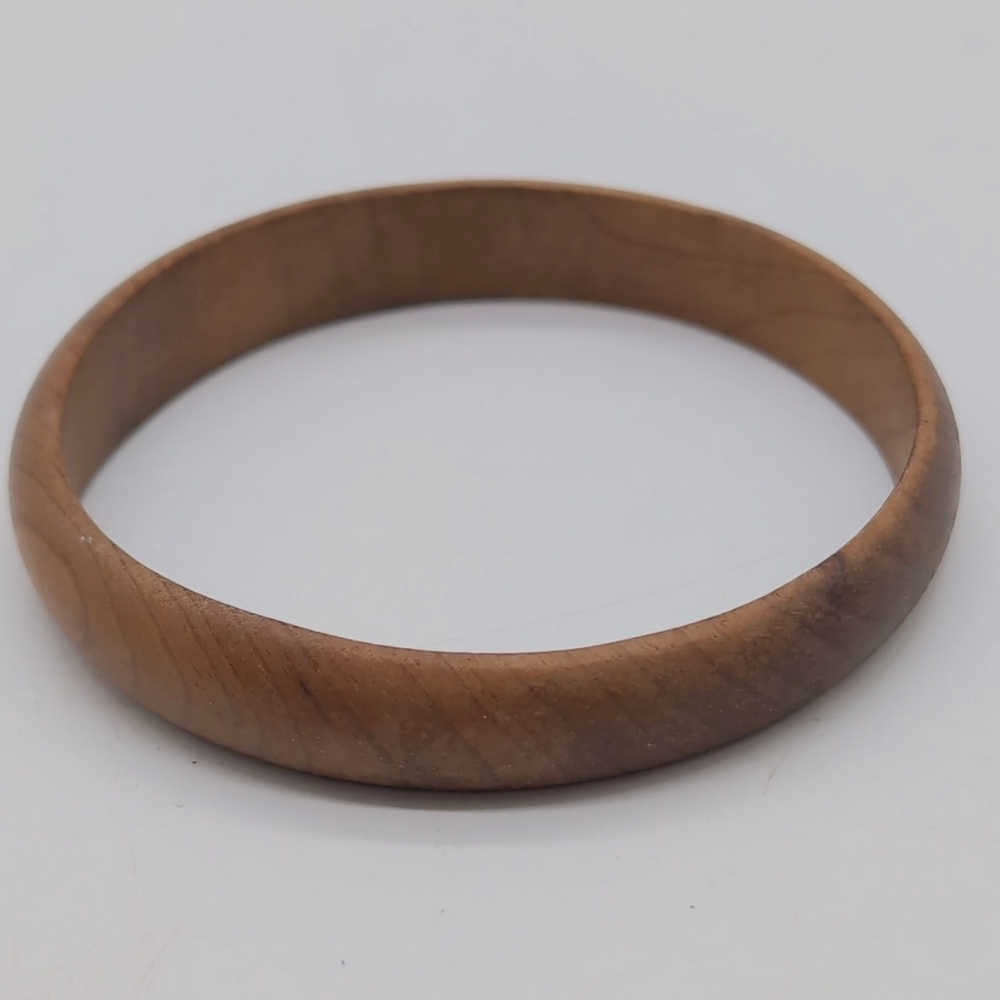 Elegant Brown Wooden Bangle Bracelet 3" - Picture 2 of 3